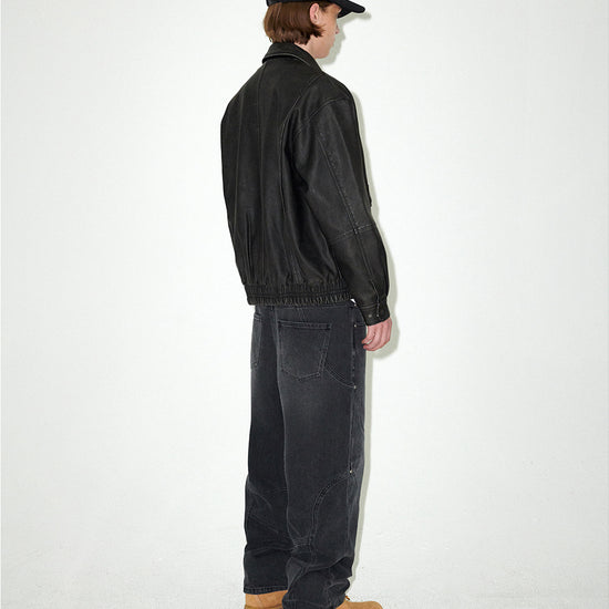 Mahagrid Washed Faux Leather Blouson