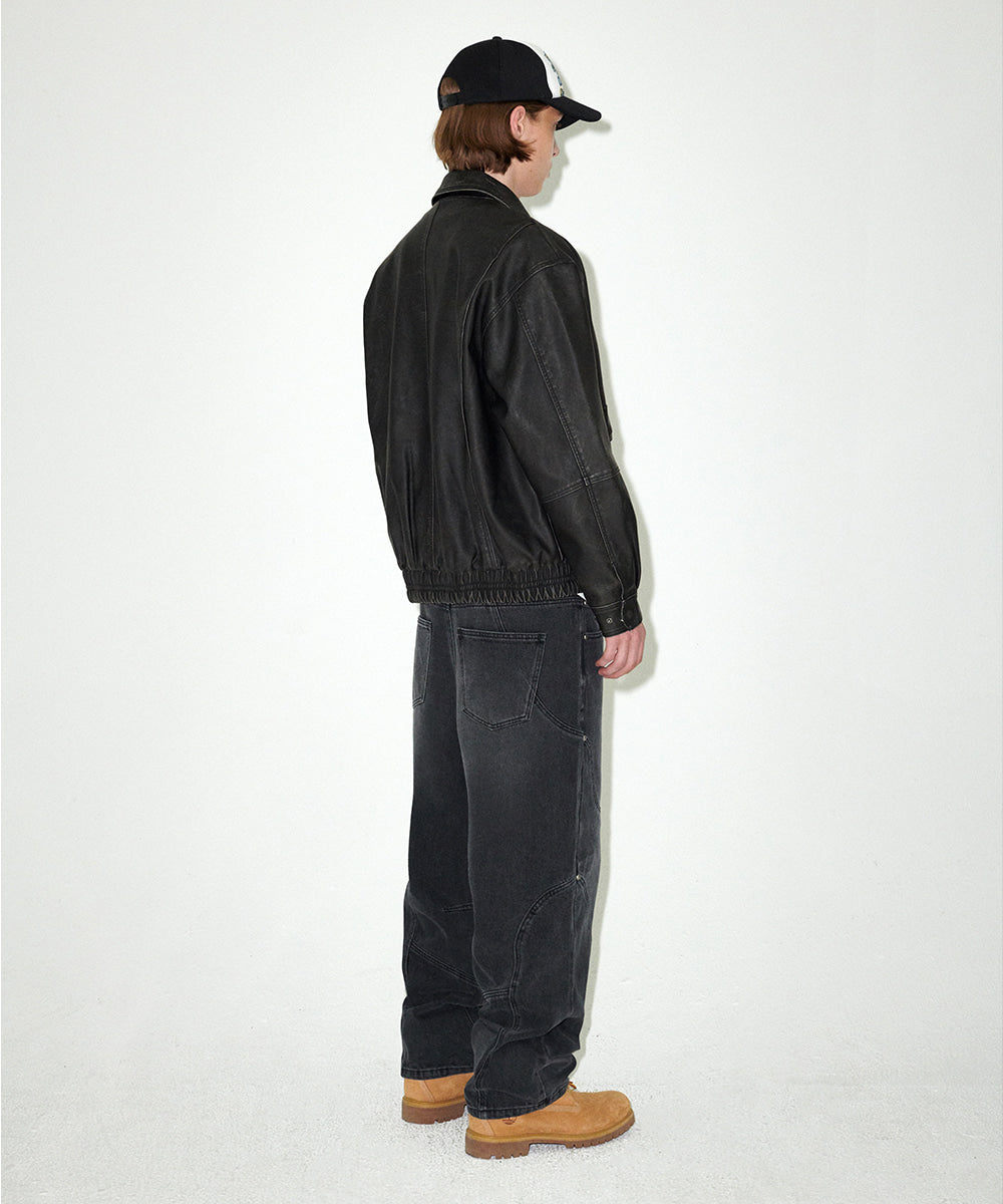 Mahagrid Washed Faux Leather Blouson