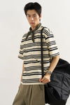 General Idea MAN Stripe Loose Fit T-Shirt Short Sleeve [IVORY]