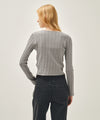 Marithé François Girbaud W V-NECK CROCHET KNIT CARDIGAN heather gray