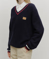 Marithé François Girbaud V-NECK KNIT PULLOVER navy