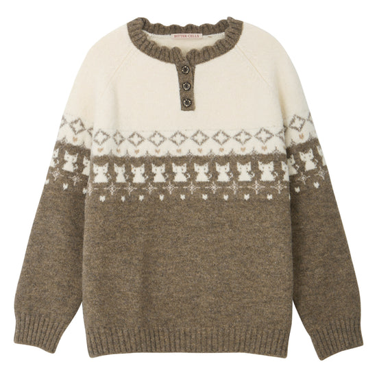 Bitter Cells Cherish Cat Sweater-Mocha