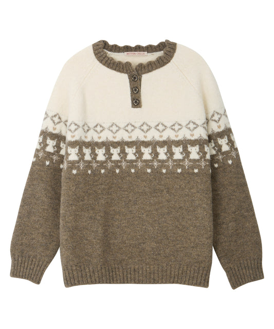 Bitter Cells Cherish Cat Sweater-Mocha
