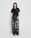 ADLV Woman Fuzzy Font Dragon Short Sleeve T-Shirt