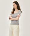 Marithé François Girbaud W SMALL CLASSIC LOGO SLEEVELESS LAYERED SLIM CROP TEE light gray