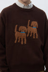 General Idea UNISEX Twin Dog Jacquard Knit Pullover