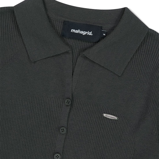 Mahagrid Button-Up Collar Knit