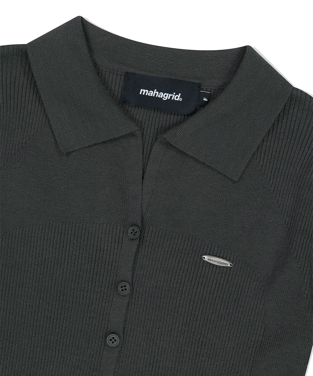 Mahagrid Button-Up Collar Knit