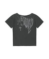 Mahagrid Pigment Groovy One Shoulder Tee in Charcoal