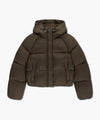 Marithé François Girbaud W Regular Logo Hooded Crop Down Jacket Black