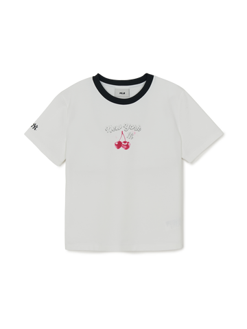 MLB Women's Summer Fruits Lifestyle Slim Semi Crop Ringer T-shirts