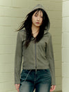 ADLV Woman Washed Rip Hoodie Zip Up