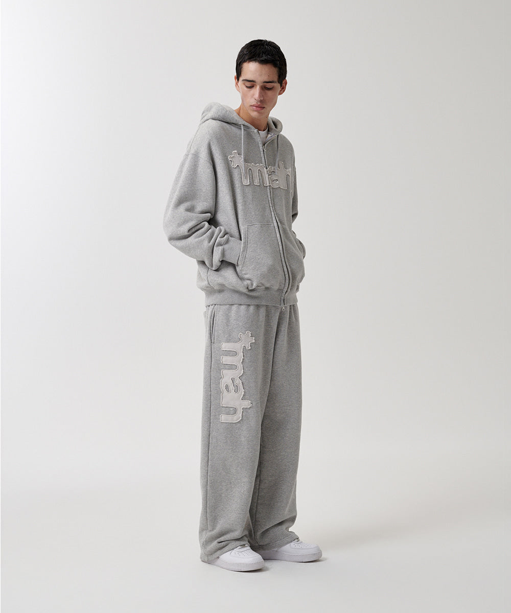 Mahagrid mah CUT OFF APPLIQUE ZIP-UP HOODIE