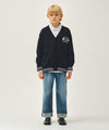Marithé François Girbaud Kids Emblem V-Neck Oversized Cardigan Navy