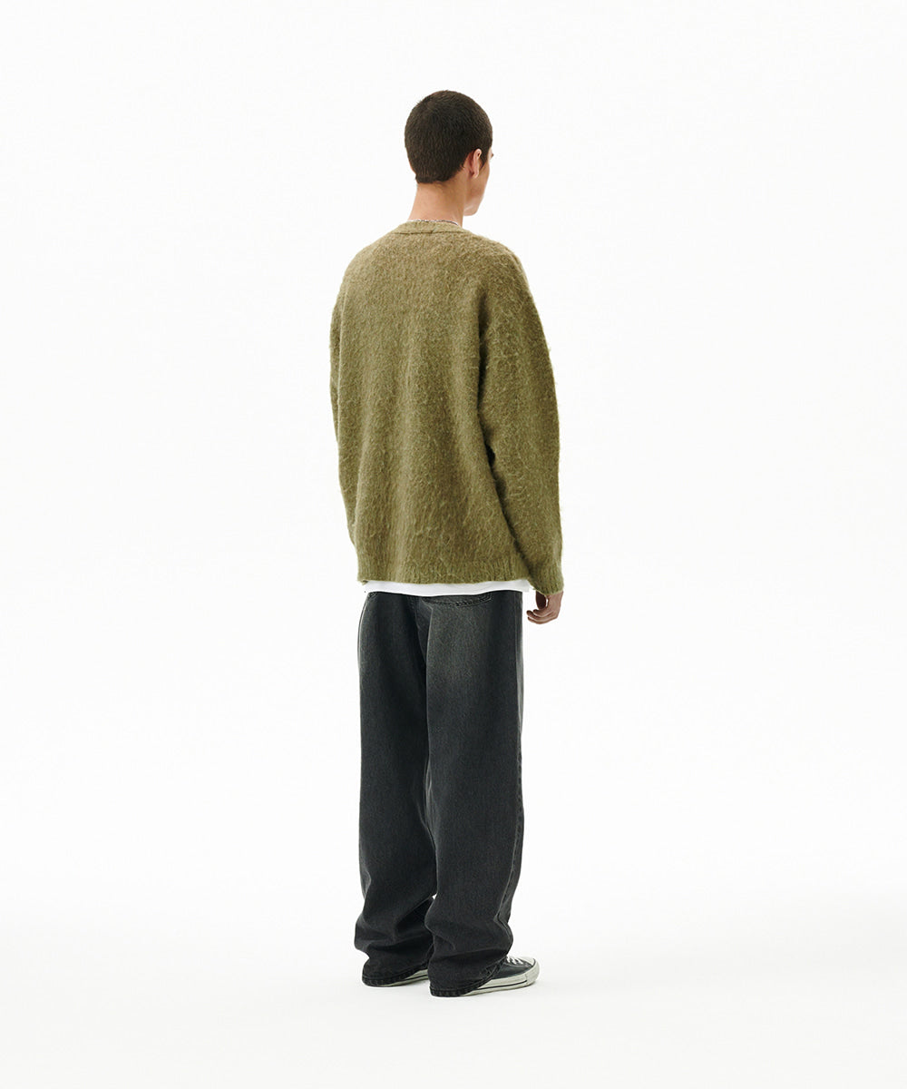 Mahagrid Mixed Hairy Knit Cardigan