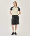 Marithé François Girbaud W SMALL REGULAR LOGO RAGLAN CROP TEE butter