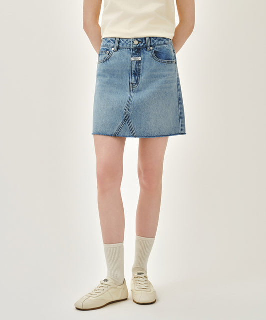 Marithé François Girbaud W RAW EDGE DENIM MINI SKIRT