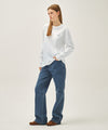 Marithé François Girbaud Women's High Straight Stripe Denim Pants Black