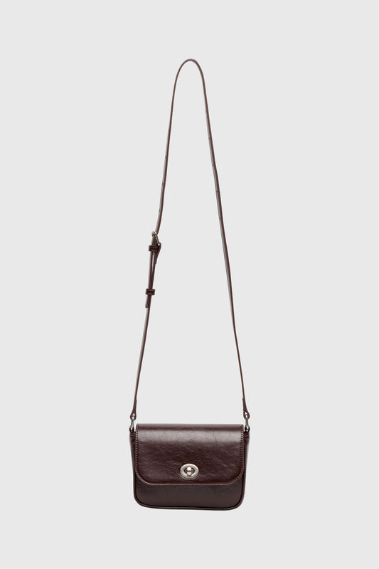 General Idea WOMAN Crack Faux Leather Crossbag [BROWN]