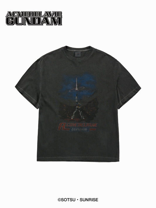 ADLV Mobile Suit Gundam Last Shooting Pigment Washing Short Sleeve T-Shirt