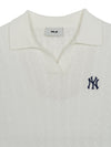 MLB Women's Varsity Cable Open Collar Short Sleeve Knit Pullover