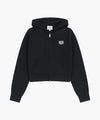 Marithé François Girbaud W SMALL CLASSIC LOGO CROP KNIT HOODIE ZIPUP black