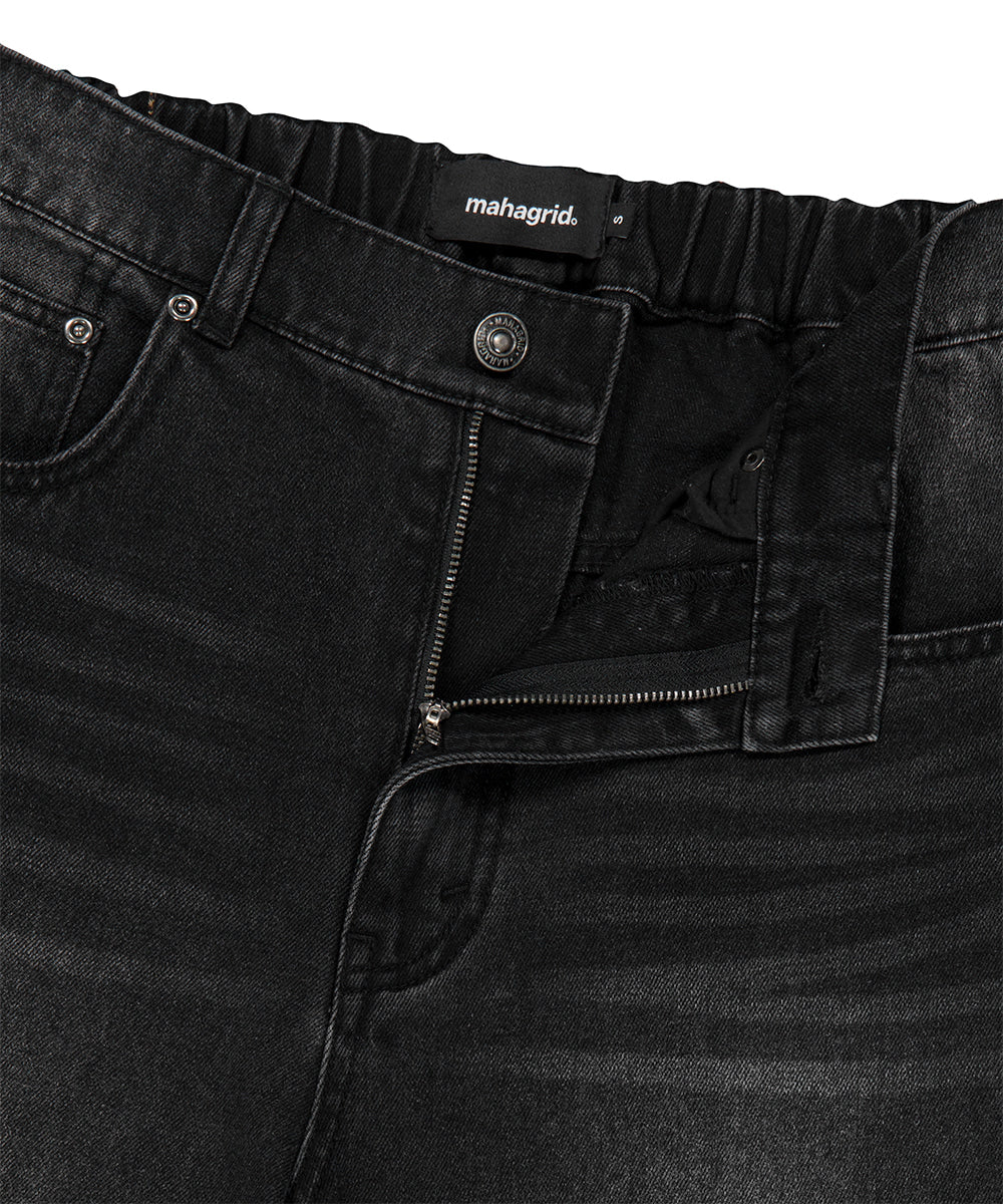 Mahagrid Solar Embroidered Denim Pant [Black]