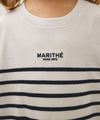 Marithé François Girbaud Kids Border Stripe Long Sleeve Tee Navy