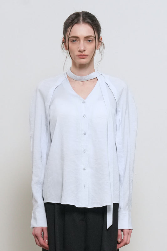 General Idea WOMAN V-Neck Scarf Blouse