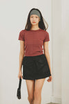 General Idea WOMAN Stripe Crew Neck Half Knit