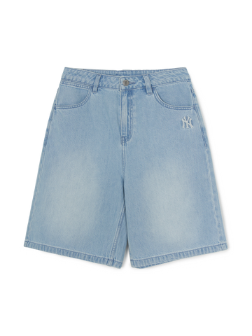MLB Women's Basic Small Logo Summer Tencel 9in Denim Shorts
