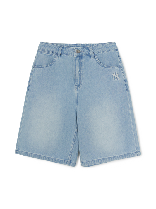 MLB Women's Basic Small Logo Summer Tencel 9in Denim Shorts