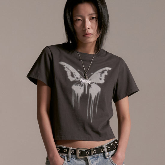 Mahagrid Butterfly Goth Crop Tee