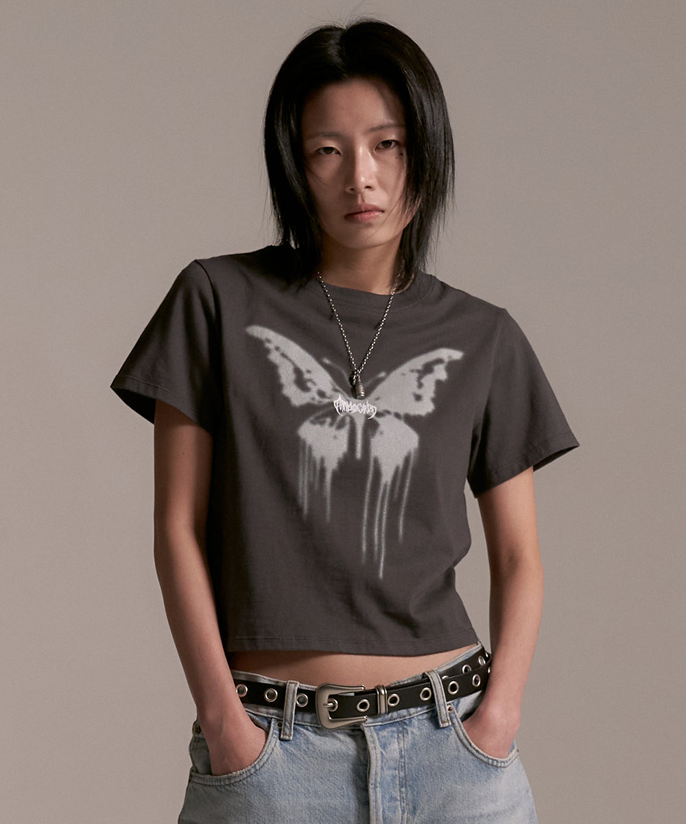 Mahagrid Butterfly Goth Crop Tee