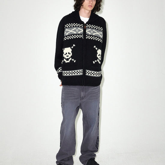 Mahagrid Skull Cowichan Knit Sweater