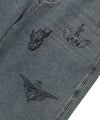 Nice Ghost Club Big Wide Bermuda Doodle Denim Pants