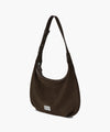 Marithé François Girbaud Classic Logo Round Suede Shoulder Bag Brown