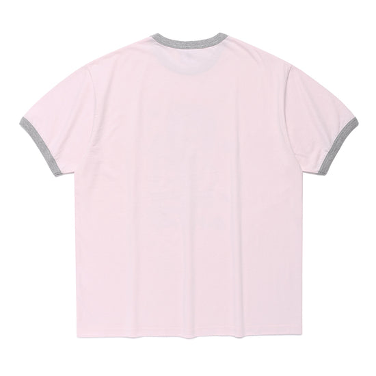 Cavish CAVISH X LELBO Brown Glitter Ringer Short Sleeve T-Shirt [Pink]
