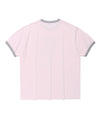 Cavish CAVISH X LELBO Brown Glitter Ringer Short Sleeve T-Shirt [Pink]