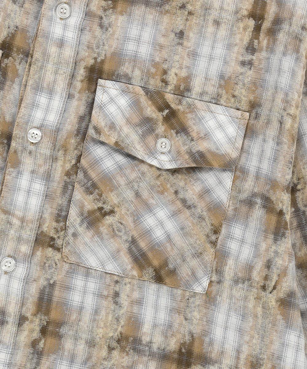 Mahagrid Bleached Raw-Cut Check Shirt