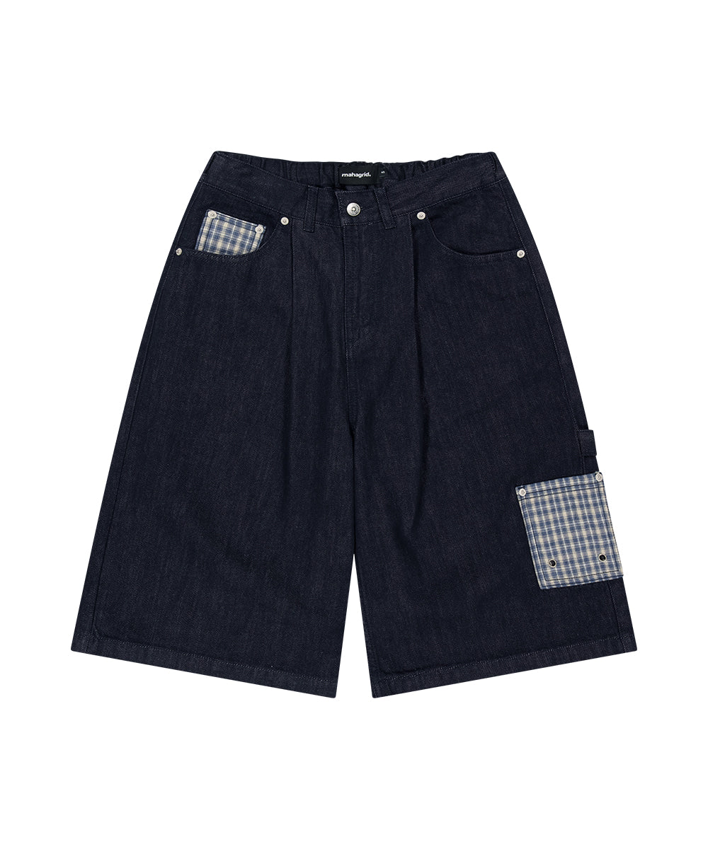 Mahagrid Bermuda Check Pocket Denim Short [Indigo]