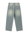 Nice Ghost Club Pattern Patchwork Wide Denim Pants