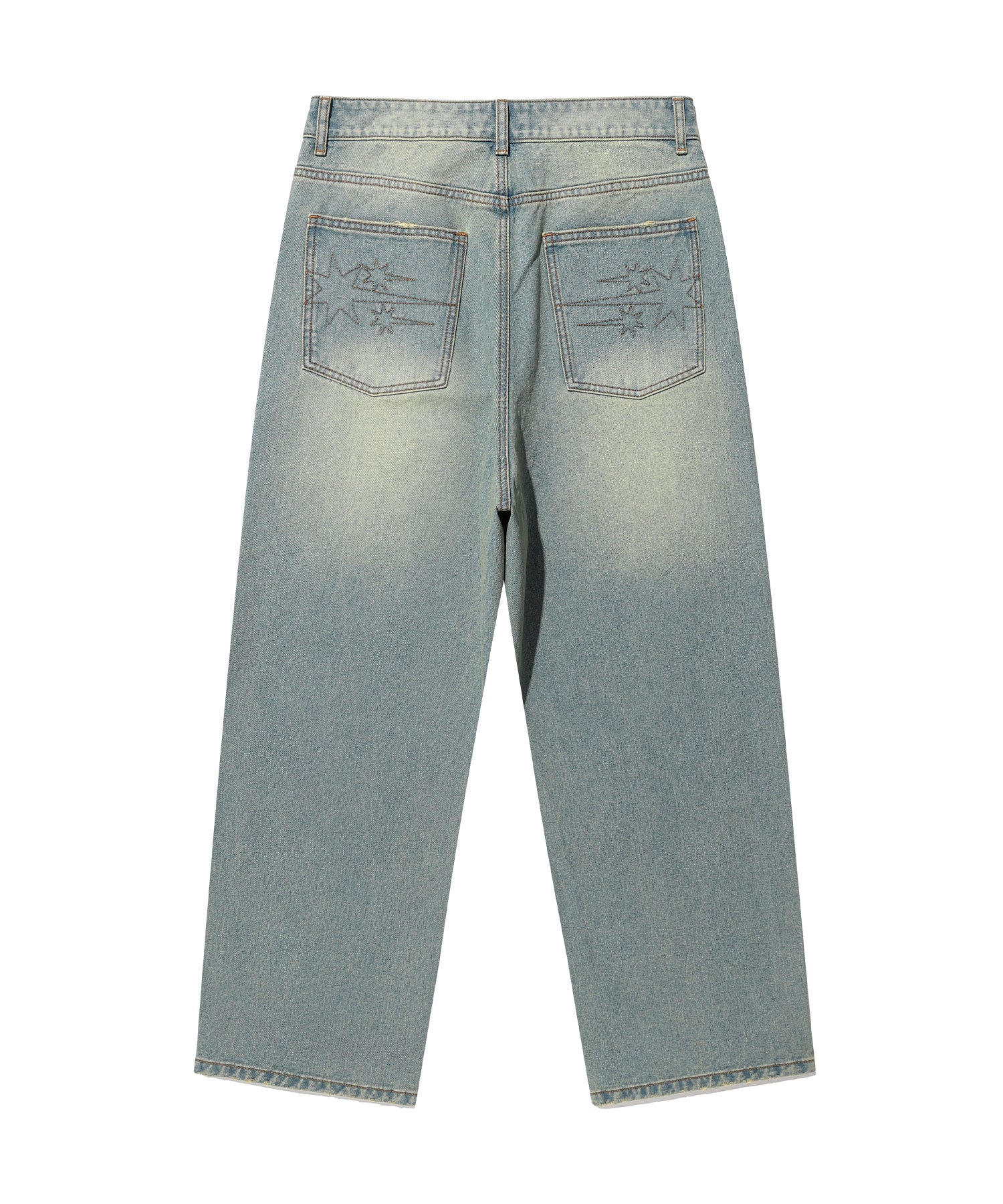 Nice Ghost Club Pattern Patchwork Wide Denim Pants