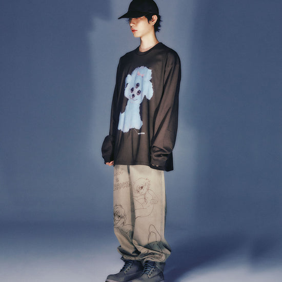 Nice Ghost Club Three Eyes Dog Big Big Long Sleeve Tee