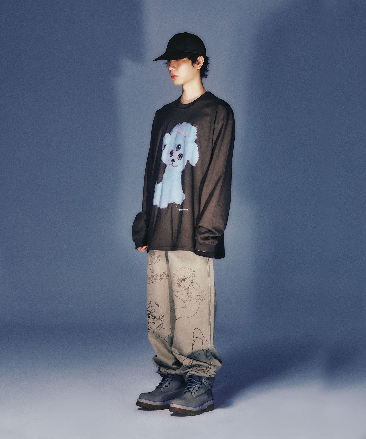 Nice Ghost Club Three Eyes Dog Big Big Long Sleeve Tee
