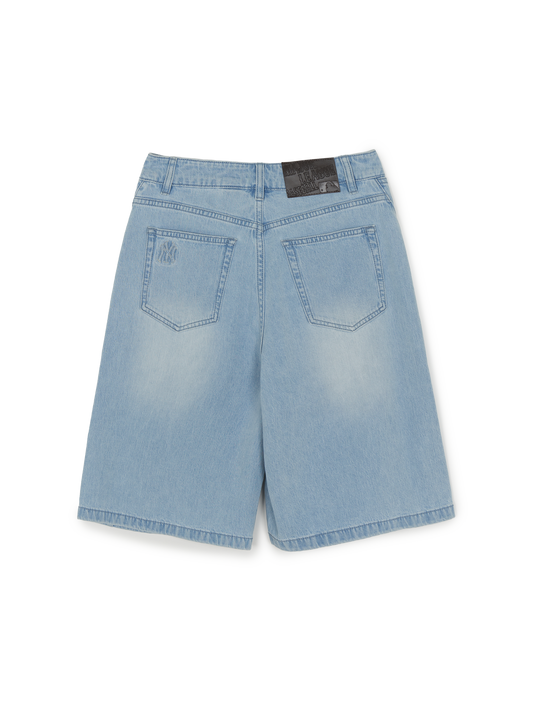 MLB Women's Basic Small Logo 9in Curved Denim Shorts