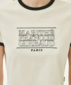 Marithé François Girbaud W CLASSIC LOGO APPLIQUE RINGER CROP TEE ivory