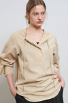 General Idea WOMAN Slit Neck Cape Blouse