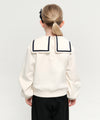 Marithé François Girbaud Kids Sailor Collar Crop Sweatshirt Navy