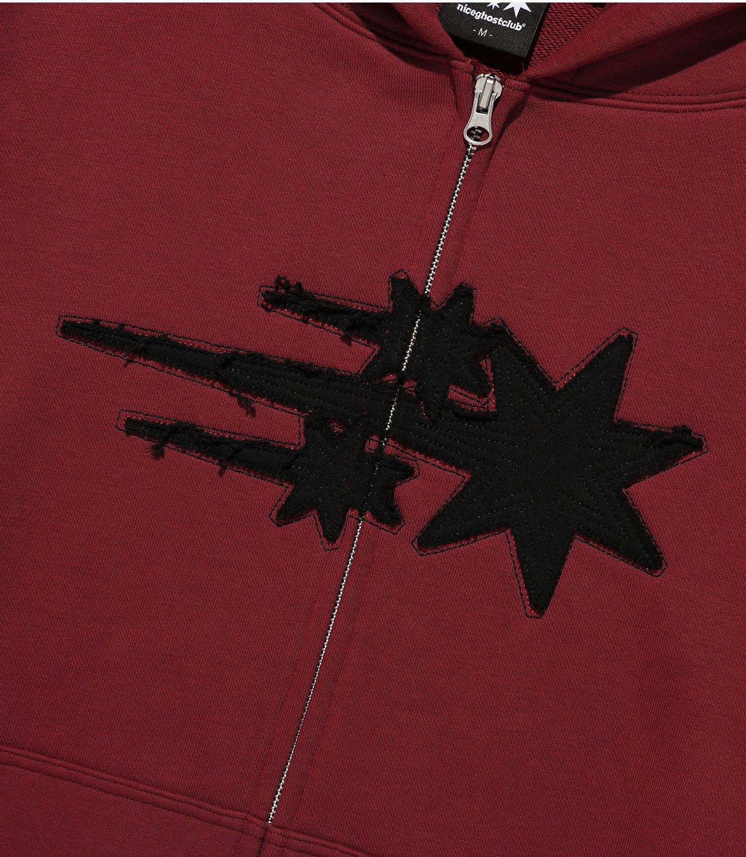 Nice Ghost Club 3 Star Appliqué Hoodie Zip Up
